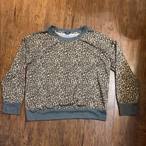 Leopard Print Kids Sweatshirt - Gray Trim
